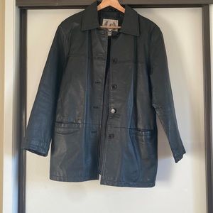 Black Button Up Leather Jacket
